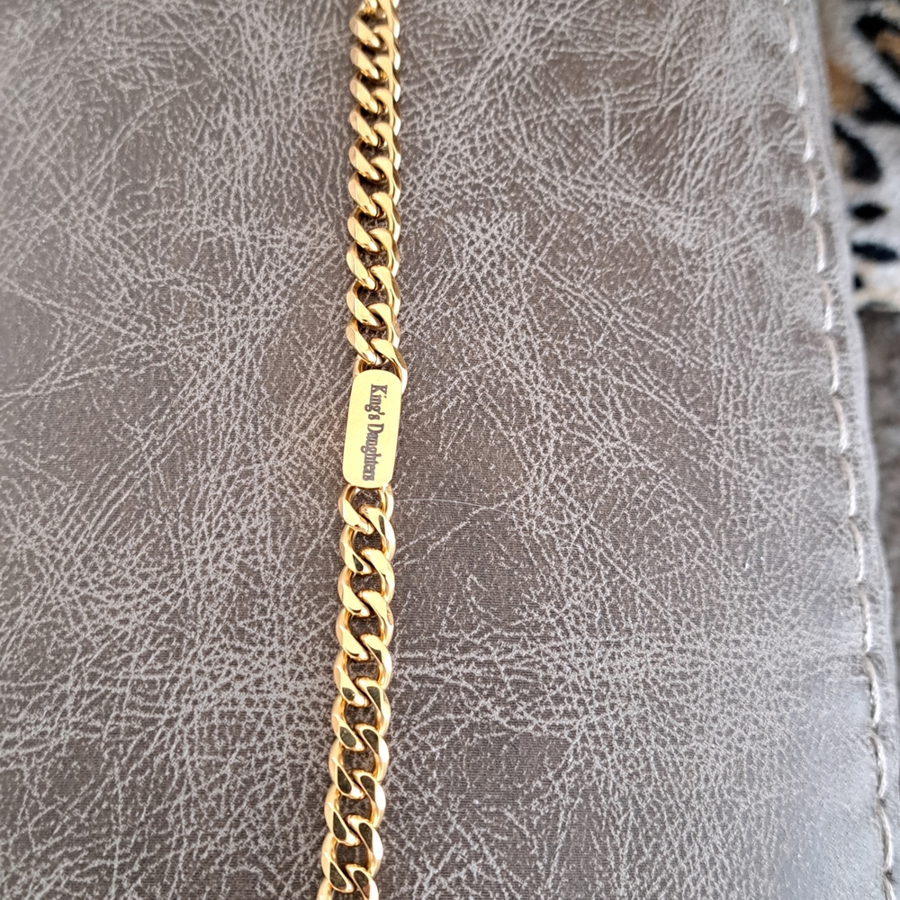 18k Gold Plated Jewelry Coffee Bean Bracelet Gold Curby Chain 6mm